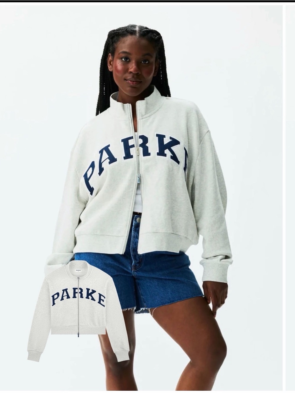 Parke Gray Navy Collegiate Zip Up XS NIB Sold Out